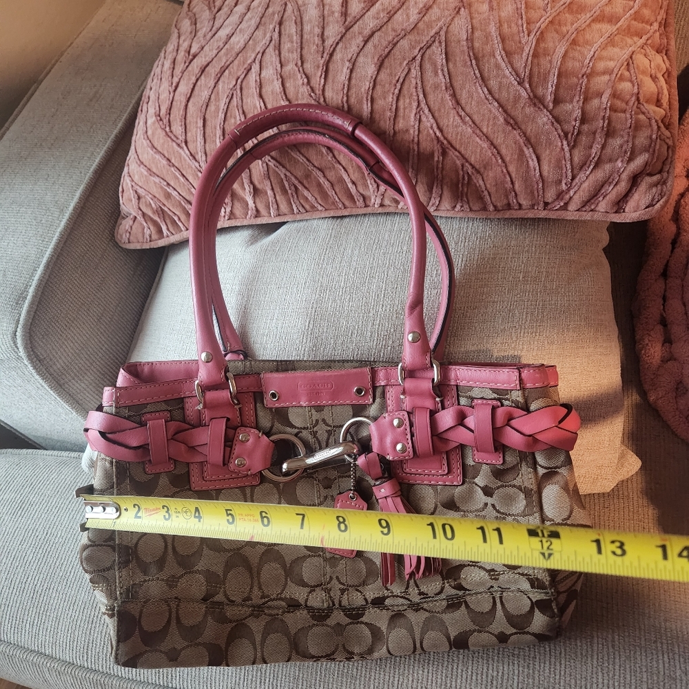Coach Y2k Vintage  Signature Canvas Tote Bag - Pink and Brown - Picture 3 of 9